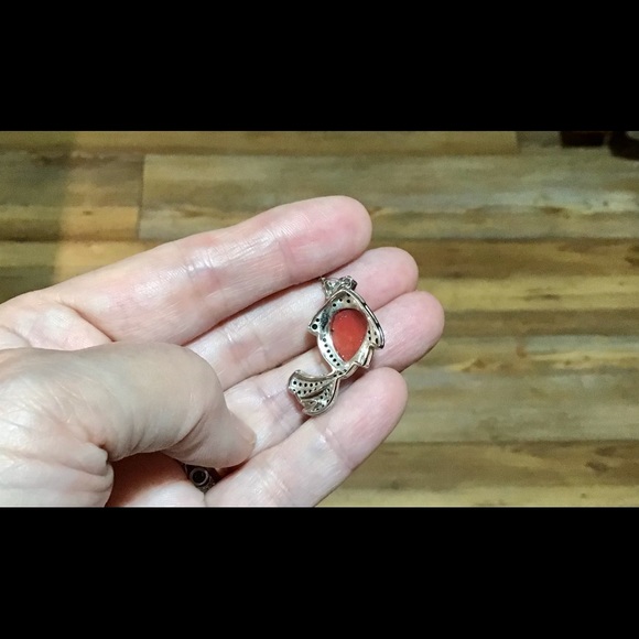 Black spinel and genuine coral necklace - Picture 2 of 4